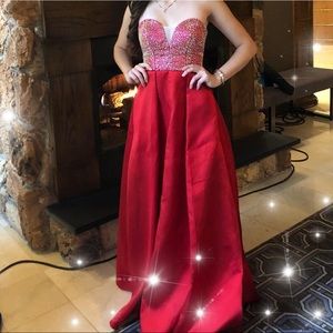 Red pageant prom dress gown